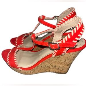 Charles by Charles David Red Wedge Sandals